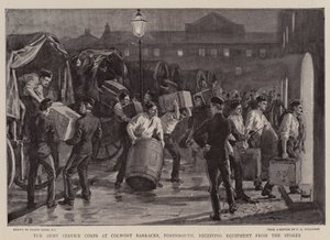 فيلق خدمة الجيش في Colwort Barracks ، بورتسموث ، يتلقى معدات من المتاجر